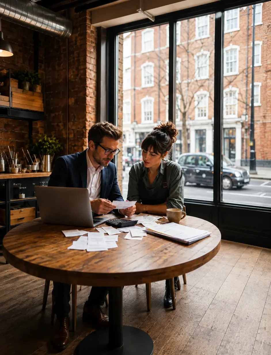 Accountants in London meeting a small business client.