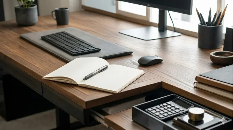 K company director reviewing Corporation Tax planning documents with an accountant