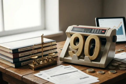 UK small business owner reviewing VAT registration threshold and digital accounting records