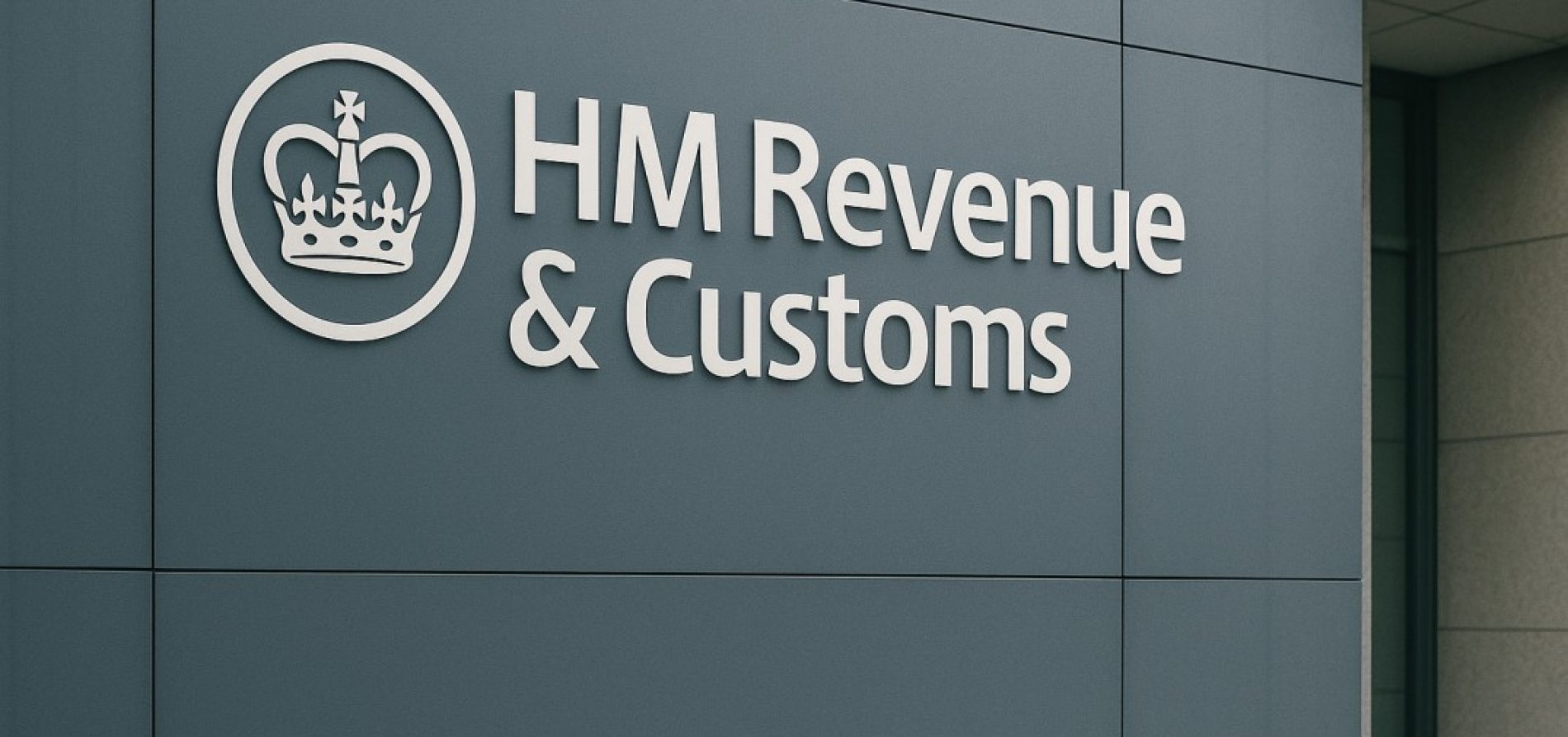 HM revenue and customs written on the wall with the logo