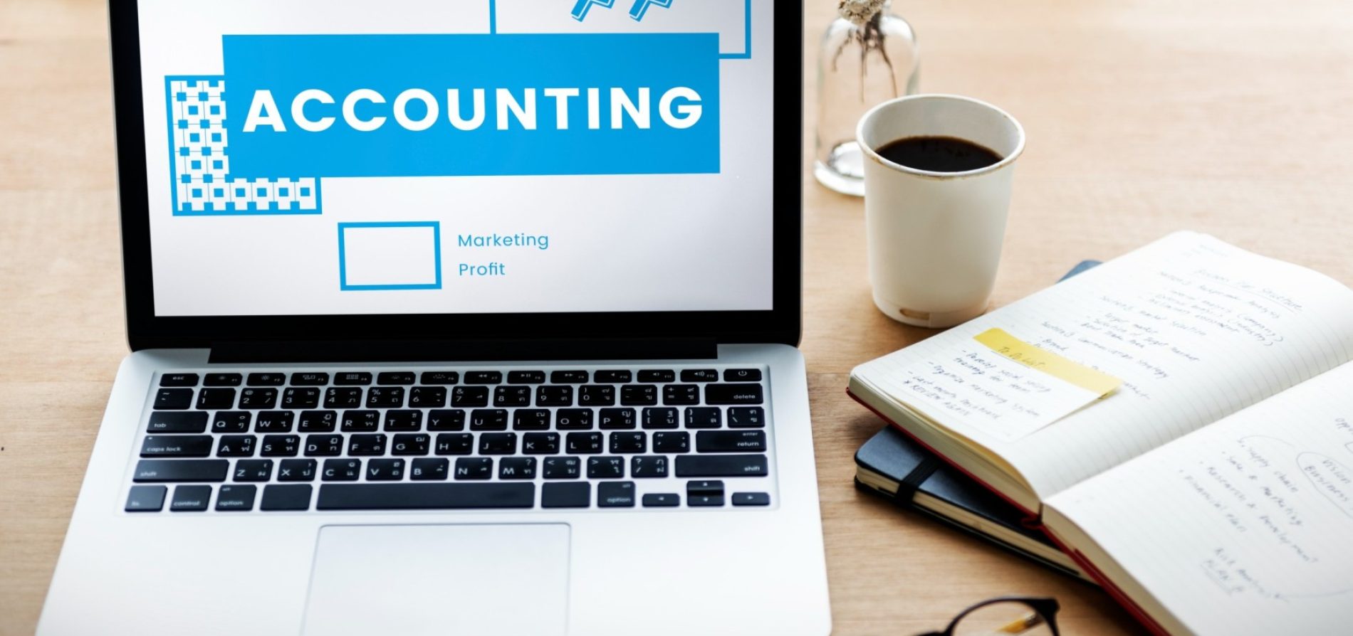 Laptop with accounting on the screen