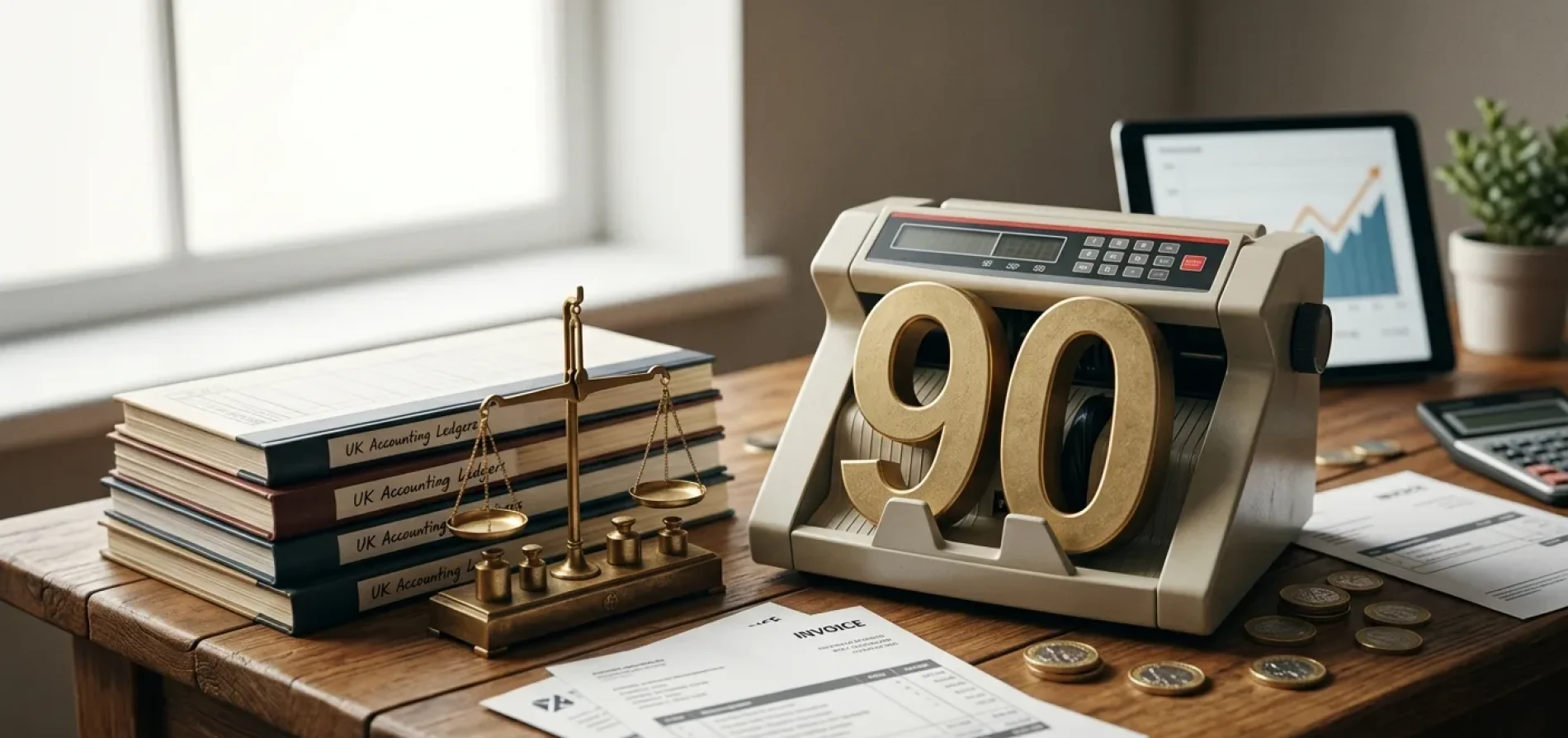 UK small business owner reviewing VAT registration threshold and digital accounting records