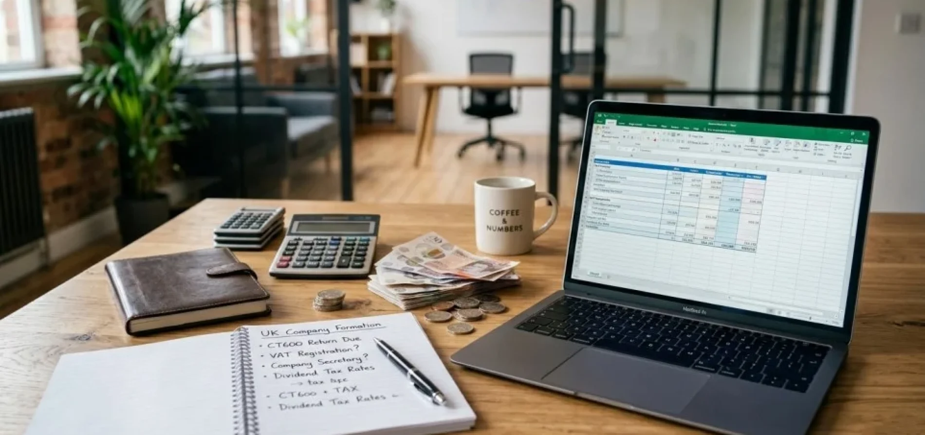 Business owner reviewing limited company accounts with an accountant